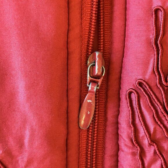 Coldwater Creek 100% Silk‎ Vest Womens Large Full Zip Embroidered Winter Holiday - Picture 8 of 11